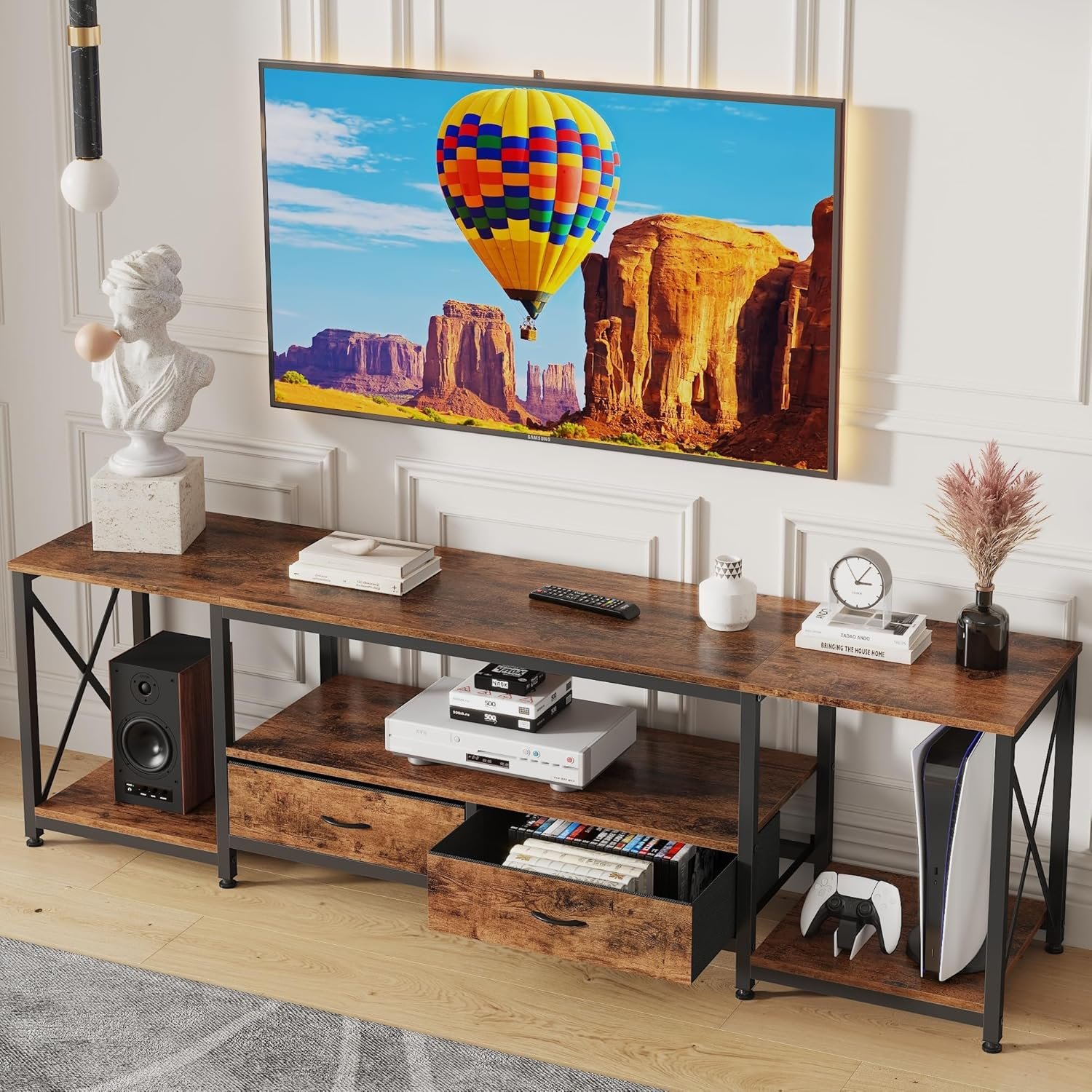 GYIIYUO TV Stand with Fabric Drawer