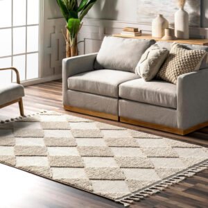 Beige Checkered Rug