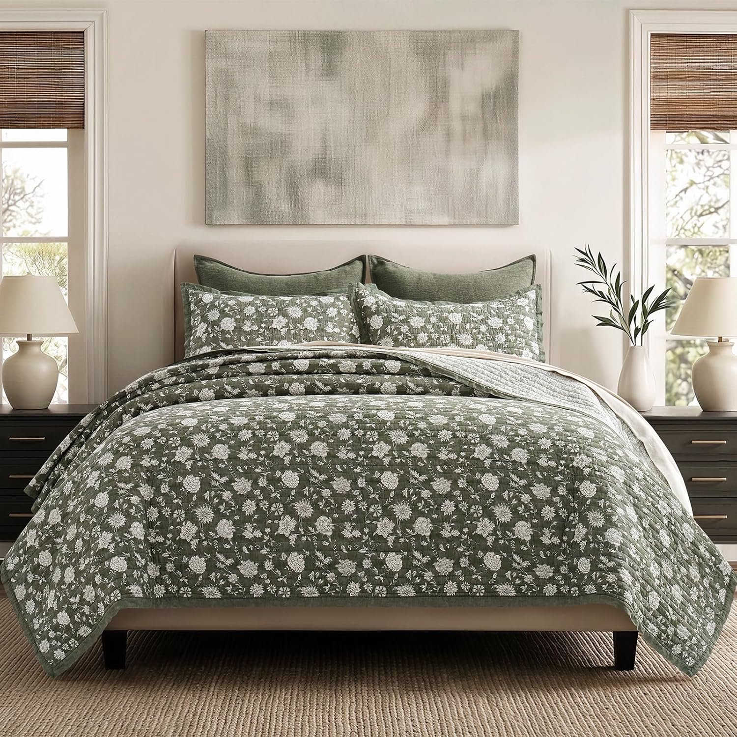 100% Cotton Floral Quilt Set
