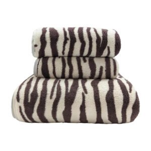 Brown Zebra Strips Print Bath Towel Sets