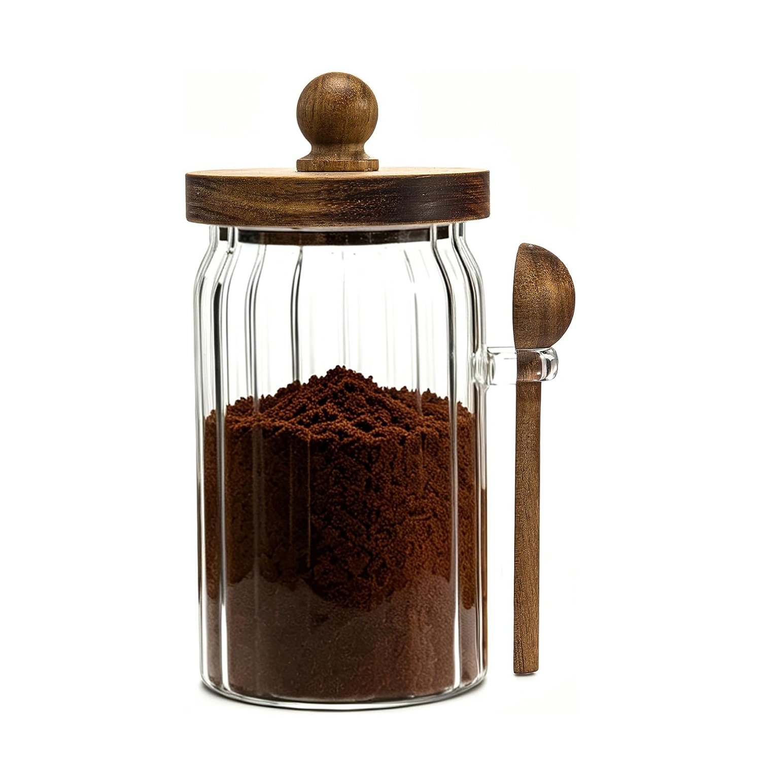 Vintage Glass Jar with Wooden Spoon&Lid