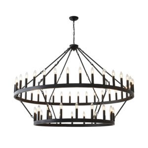 Large Black Wagon Wheel Chandelier