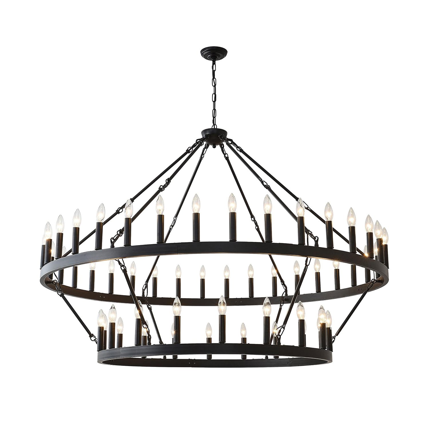 Large Black Wagon Wheel Chandelier